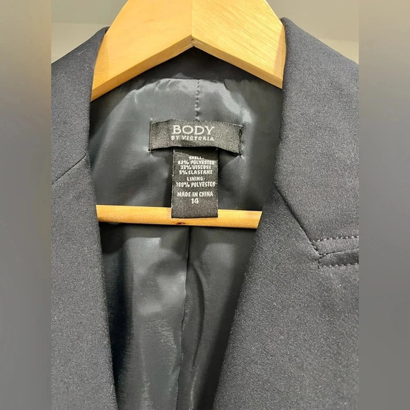 Body By Victoria stretch navy notched collar lined Blazer size 14 - Picture 8 of 10